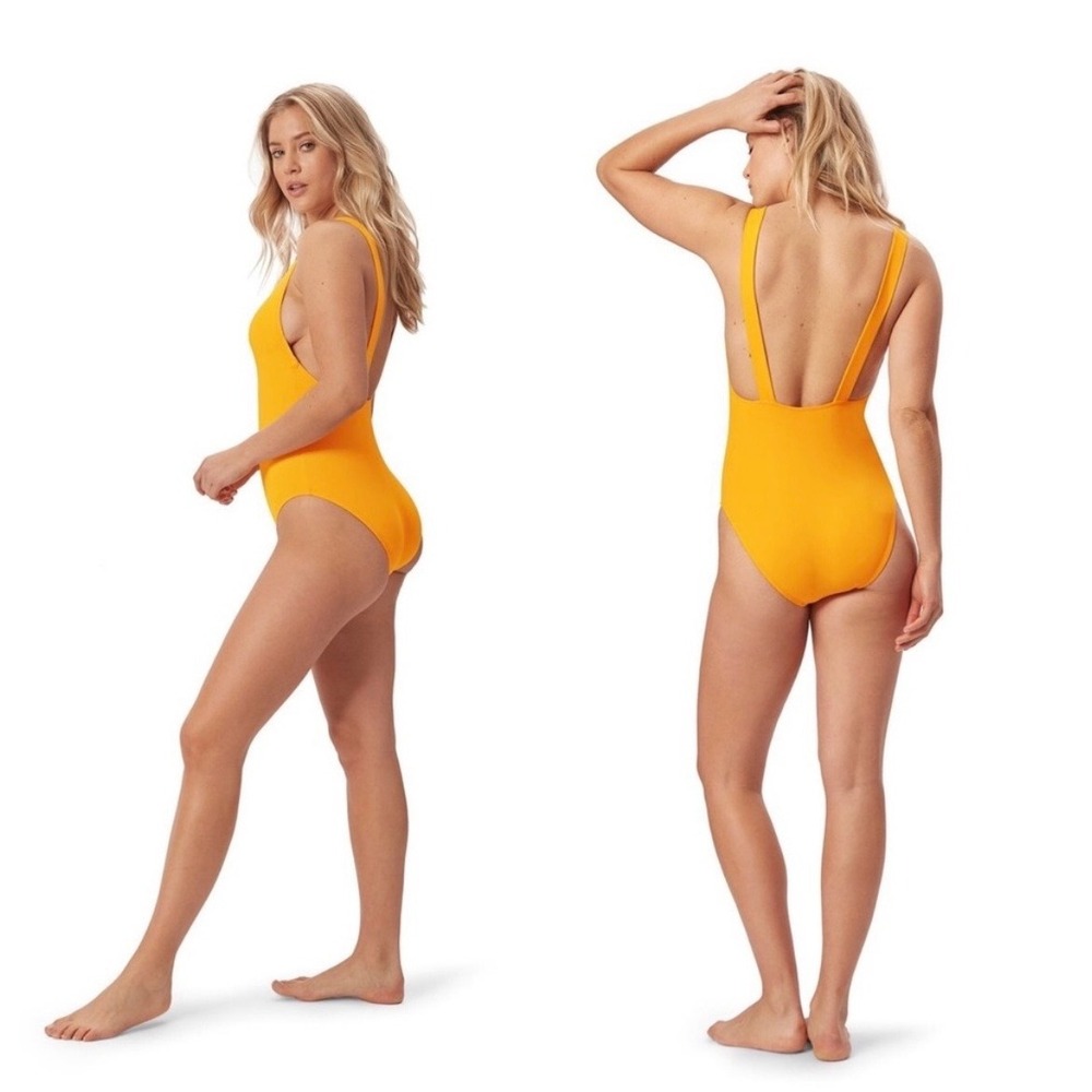 Andie‎ Montauk One Piece Swimsuit Medium Turmeric Yellow Gold Beach Vacation
